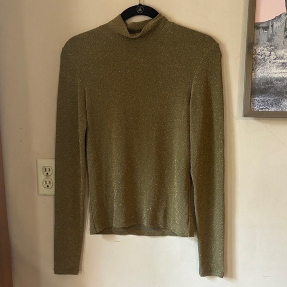Vintage Ralph Lauren Metallic Gold/Brown Mockneck Sweater Size Small